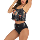 Women Floral Print High Waist Bathing Suits Two Pieces Bikini Set