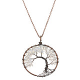 Tree of life pendant Amethyst Rose Crystal Necklace Gemstone Chakra Jewelry