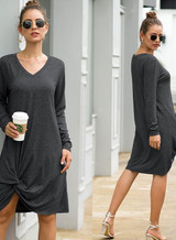 Women Irregular Hem-knot Loose Day Dress