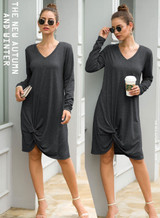Women Irregular Hem-knot Loose Day Dress