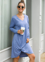 Women Irregular Hem-knot Loose Day Dress