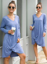 Women Irregular Hem-knot Loose Day Dress