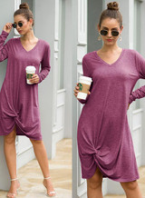 Women Irregular Hem-knot Loose Day Dress