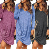 Women Irregular Hem-knot Loose Day Dress