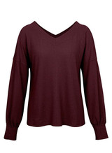 Women V-neck Off Shoulder Lantern Sleeve T-shirt