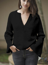 Women V Neck Solid Color Knit Loose Sweater