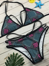 Sexy Printed Strap Two Piece Bikini Swimsuit