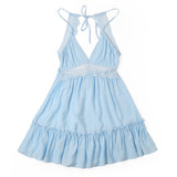 Women Summer Sundress Sexy Backless V-neck Beach Dresses 2019 Sleeveless Spaghetti Strap Spaghetti Strap White Boho Mini Dress