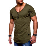 2019 fashion men's T-shirt Slim custom T-shirt brand design fashion luxury V-neck fitness casual T-shirt Slim fit T-shirt men