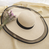 HT2504 Sun Hat Summer anti-UV Lady Wide Brim Hat Women Solid Plain Floppy Summer Straw Hats for Women Female Mesh Brim Beach Hat