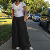 Celmia 2020 Fashion Casual Solid Wide Leg Pants Women High Waist Loose Palazzo Retro Linen Pants Office Ladies Trousers Pantalon