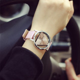 Elegant Quartz Watch Top Brand Leather Women Triangle Dial Watches Ladies Business Wristwatch Relojes Mujer Hot Clock 2018