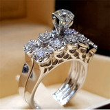 Modyle 2019 New Fashion Jewelry 2pcs/set Brand Silver Color Ring Set Crystal Zircon Wedding Engagement Rings for Women