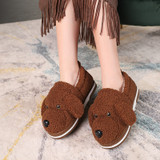 YMECHIC Large Size 2019 Home Winter Flat Woman Shoes Womens Slippers Indoor Cartoon Dog Cute Mules Family Bedroom Furry Slippers