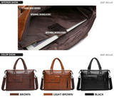Famous Designer JEEP BULUO Brands Men Business Briefcase PU Leather Shoulder Bags For 13 Inch Laptop Bag big Travel Handbag 6013