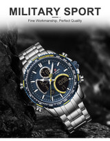 NAVIFORCE Men Watch Top Luxury Brand Big Dial Sport Watches Mens Chronograph Quartz Wristwatch Date Male Clock Relogio Masculino