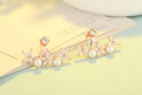 Promotion Crystal flower stud earring female fashion elegant pearl earrings neckband earring 925 pure silver earrings jewelry