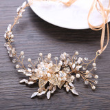 Trendy Flowers Pearl Crystal Headband Wedding HairBand Bridal Hair Accessories Headpiece Women Wedding Hair  Jewelry Handmade