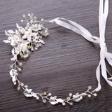 Trendy Flowers Pearl Crystal Headband Wedding HairBand Bridal Hair Accessories Headpiece Women Wedding Hair  Jewelry Handmade