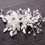 Trendy Flowers Pearl Crystal Headband Wedding HairBand Bridal Hair Accessories Headpiece Women Wedding Hair  Jewelry Handmade