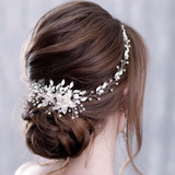 Trendy Flowers Pearl Crystal Headband Wedding HairBand Bridal Hair Accessories Headpiece Women Wedding Hair  Jewelry Handmade