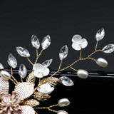 19 Stykle Wedding Hair Combs Bride Head Ornaments Pearl Headdress Hair Accessories Bridal Rhinestone Weave Women's Jewelry