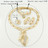 Fashion African Dubai Gold Jewelry Nigerian Crystal Necklace Hoop Earrings Women Italian Bridal Jewelry Sets Wedding Accessories
