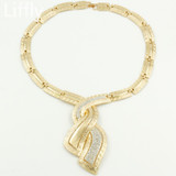 Fashion African Dubai Gold Jewelry Nigerian Crystal Necklace Hoop Earrings Women Italian Bridal Jewelry Sets Wedding Accessories