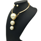 Dubai Gold Pearl Wedding Jewelry Sets African Bridal Necklace Earrings Exaggerated Style Women Fashion Accessories