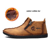 Plus Size Men Winter boots Split Leather Boots Men Snow Boots Super Comfort Winter Shoes Men Ankle Boots Fur Men Shoes Snow