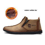 Plus Size Men Winter boots Split Leather Boots Men Snow Boots Super Comfort Winter Shoes Men Ankle Boots Fur Men Shoes Snow