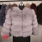 maomaokong 50CM Natural Real Fox Fur CoatWomen Winter natural fur Vest Jacket Fashion silm Outwear Real Fox Fur Vest Coat Fox