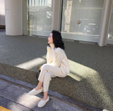 Casual Sweater Pants Knitted 2 Pieces Set Turtleneck Pullovers & Elastic Waist Pants Women Sweater Sets 2019 Autumn Knitted Set