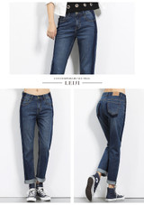 2019 LEIJIJEANS all season Plus Size Shadow boyfriend Bleached women jeans Mid Waist Full Length Loose Straight Jeans For Women