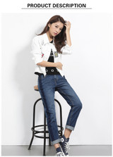 2019 LEIJIJEANS all season Plus Size Shadow boyfriend Bleached women jeans Mid Waist Full Length Loose Straight Jeans For Women