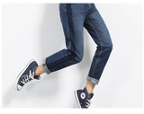 2019 LEIJIJEANS all season Plus Size Shadow boyfriend Bleached women jeans Mid Waist Full Length Loose Straight Jeans For Women