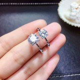 [MeiBaPJ Glittering Moissanite Gemstone 4 Claw Simple Diamond Ring for Women Real 925 Sterling Silver Charm Fine Wedding Jewelry [MeiBaPJ Glittering Moissanite Gemstone 4 Claw Simple Diamond Ring for Women Real 925 Sterling Silver Charm Fine Wedding Jewelry