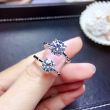 [MeiBaPJ Glittering Moissanite Gemstone 4 Claw Simple Diamond Ring for Women Real 925 Sterling Silver Charm Fine Wedding Jewelry [MeiBaPJ Glittering Moissanite Gemstone 4 Claw Simple Diamond Ring for Women Real 925 Sterling Silver Charm Fine Wedding Jewelry