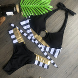 Bikini color blocks Swimwear Women's Bikini Ladies Hot Bronzing Stitching Swimsuit Bikini