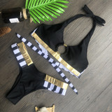 Bikini color blocks Swimwear Women's Bikini Ladies Hot Bronzing Stitching Swimsuit Bikini