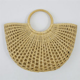 New Beach Portable Simple Moon Hollow Straw Bag