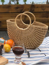 New Beach Portable Simple Moon Hollow Straw Bag