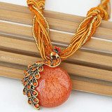 Choker Bohemia Peacock Clavicle Collar Vintage Handmade Crystal Pendant Necklace