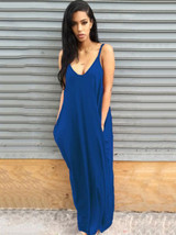 Asymmetric Deep V-neck Maxi Dress