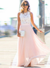 Elegant Sleeveless lace Chiffon Evening Party Dress Elegant Sleeveless lace Chiffon Evening Party Dress