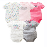 5 PCS/LOT Baby Bodysuits Cotton Infant Jumpsuit Short Sleeve Newborn Baby Clothing 2018 Summer Baby Girls Boys Clothes 6-24Month