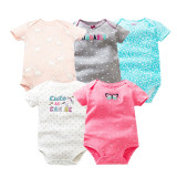 5 PCS/LOT Baby Bodysuits Cotton Infant Jumpsuit Short Sleeve Newborn Baby Clothing 2018 Summer Baby Girls Boys Clothes 6-24Month