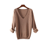Oversize Sweater Women V-Neck Cashmere Wool Autumn Winter