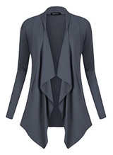 Urban CoCo Women's Drape Front Open Cardigan Long Sleeve