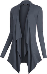 Urban CoCo Women's Drape Front Open Cardigan Long Sleeve